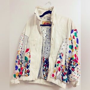 ✨Host Pick✨Unique Vintage 80’s leather bomber jacket
